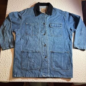Vintage AMI Denim Jacket| Barn Jacket| Corduroy Collar|100% Cotton| Size Medium